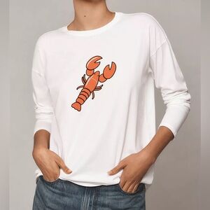 KULE Anthropologie M The Boyfriend Lobster long Sleeve Tee Fisherman Nautical